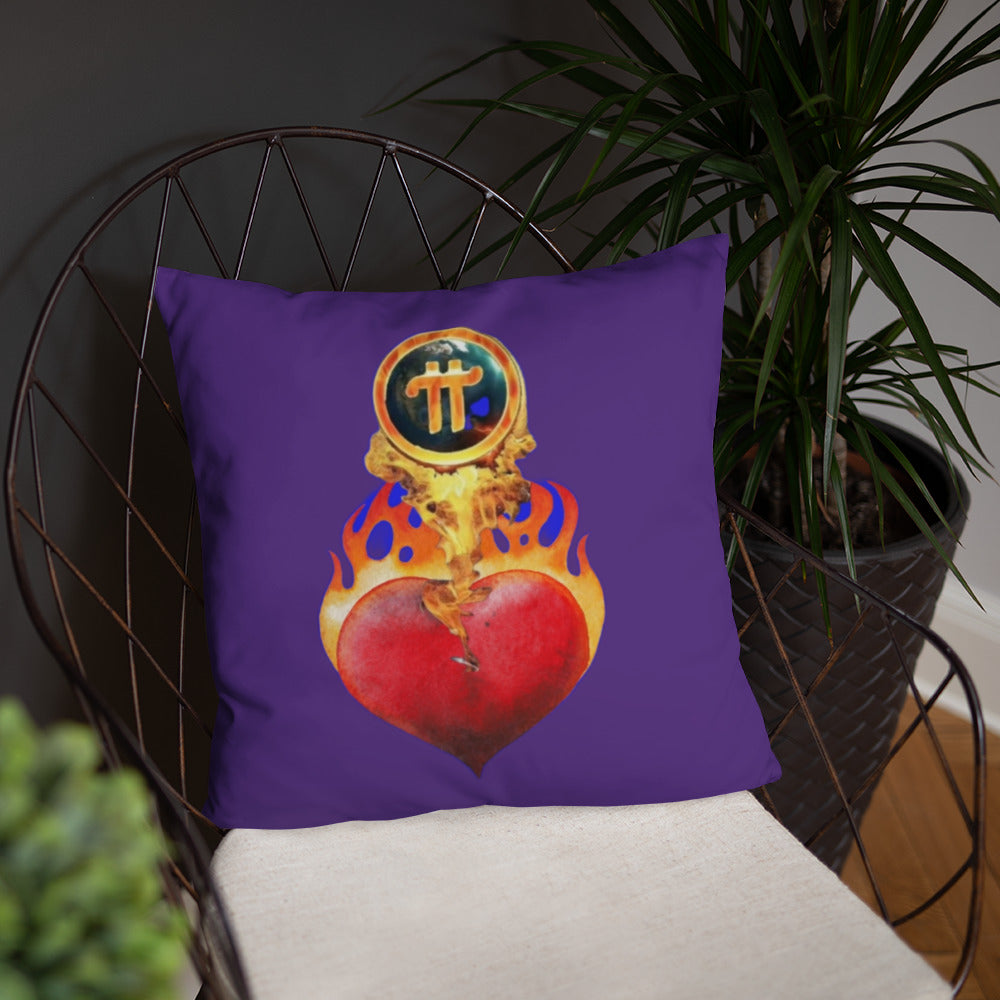 Pi Network Fire Heart Basic Pillow