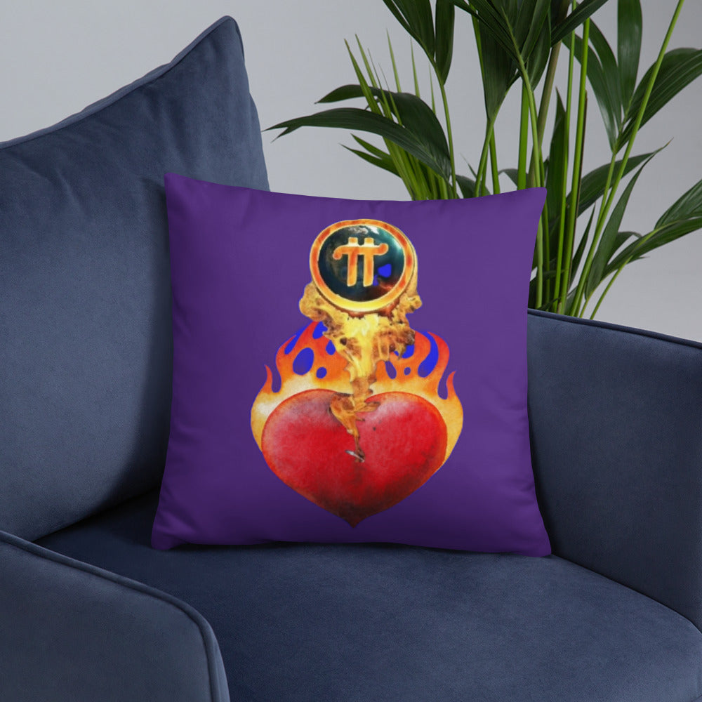 Pi Network Fire Heart Basic Pillow